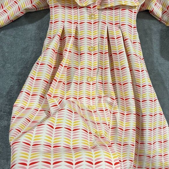 Christy & Fang Girls Dress Pink Yellow Retro Cottagecore Ruffle A-Line Sz Small - Picture 10 of 11